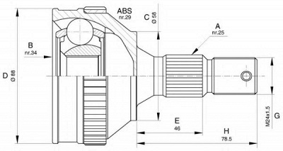 OPEN PARTS cvj559210 -  Шарнирный комплект, приводной вал